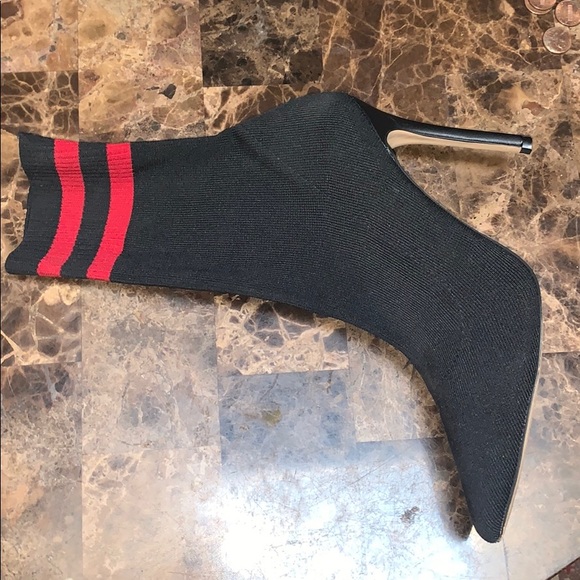 Black and Red Sock Boots - Picture 3 of 4